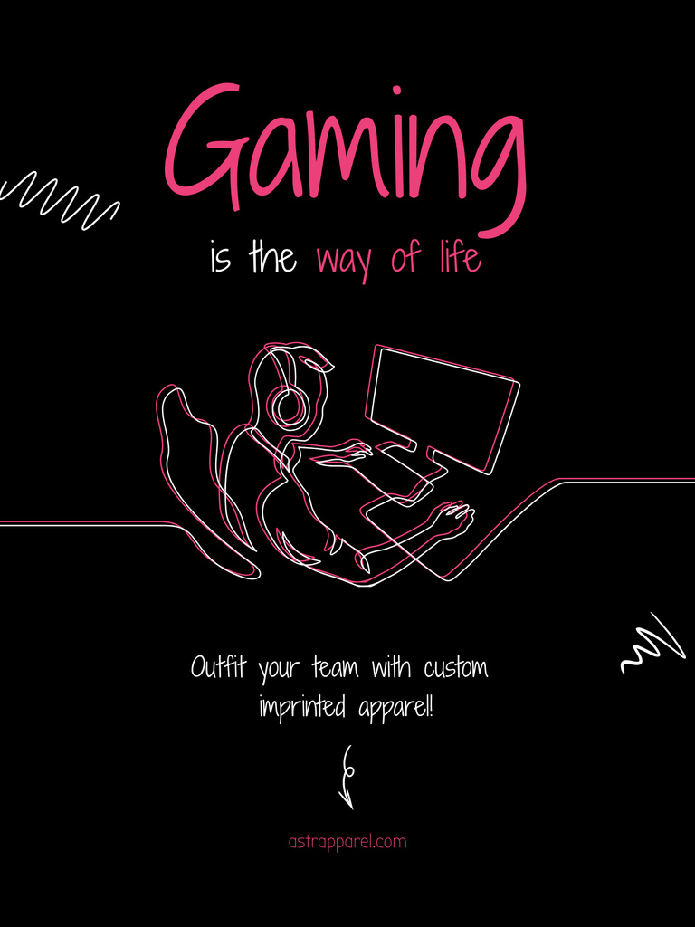 Gaming Gear Ad with Gamer in front of Computer Poster US Tasarım Şablonu