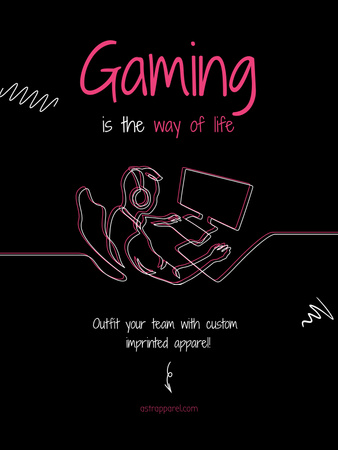 Anúncio de equipamento de jogo com jogador na frente do computador Poster US Modelo de Design