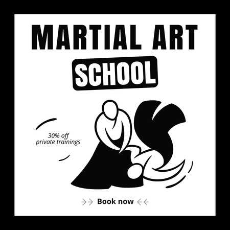 Modèle de visuel Annonce d'une école d'arts martiaux avec offre de réduction - Instagram