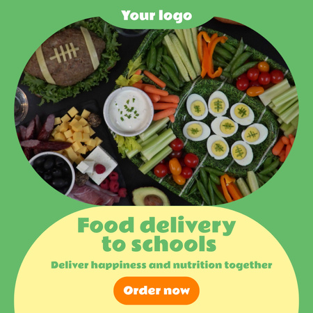 School Food Ad with Healthy Meal in Lunch Boxes Animated Post Design Template