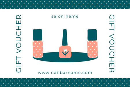 Beauty Salon Ad with Cute Illustration of Nail Polish Bottles Gift Certificate Design Template
