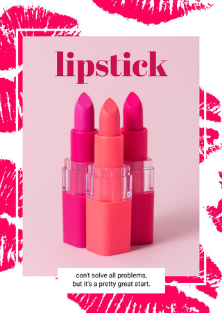 Template di design Lips And Lipsticks In Red Promotion Postcard A6 Vertical