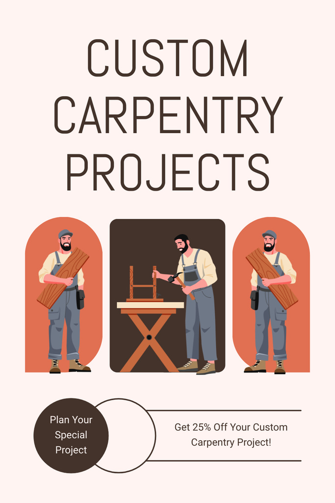 Designvorlage Offer of Custom Carpentry Projects für Pinterest
