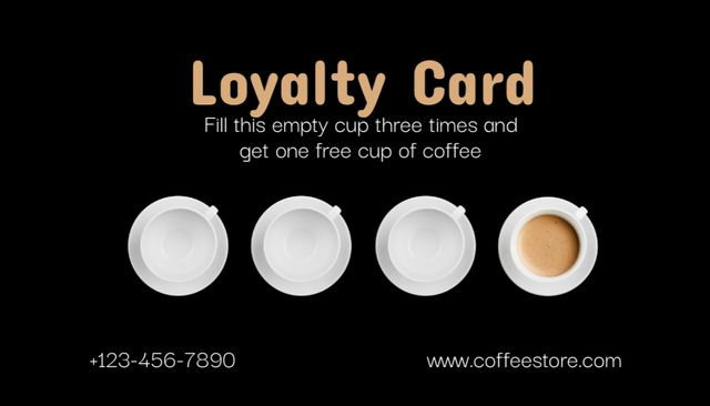 Plantilla de diseño de Coffee Shop Discount Offer on Black Business Card US 