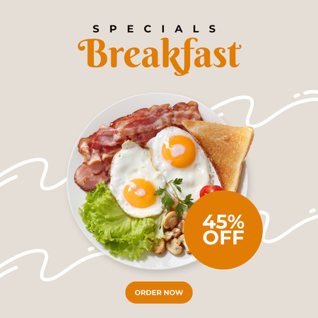 Breakfast Offer with Scrambled Eggs Instagram Tasarım Şablonu
