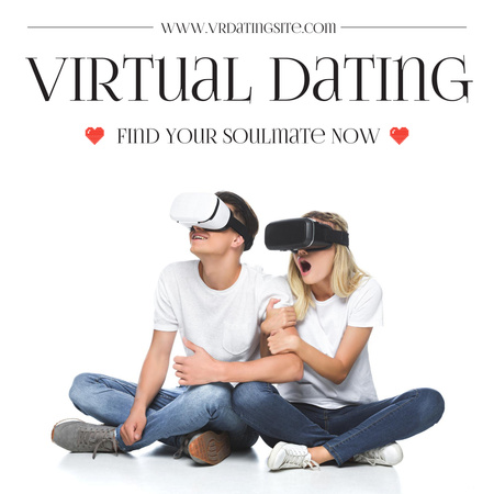 Ontwerpsjabloon van Instagram van VR Dating with Couple in White