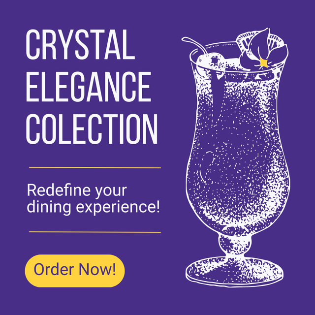 Ad of Crystal Elegant Glassware Collection with Illustration Instagram Design Template