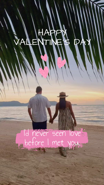 Happy Valentine`s Day Greeting with Seashore View TikTok Video Design Template