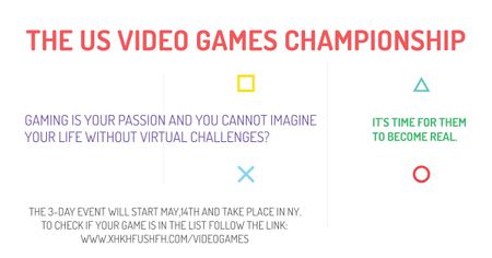 Video games Championship Announcement Facebook AD tervezősablon