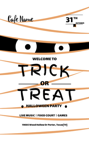 Halloween Party with Scary Mummy Invitation 4.6x7.2in Design Template
