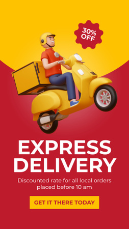 Express Courier Services Ad on Red and Yellow Instagram Story Modelo de Design