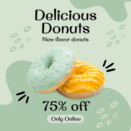 Ontwerpsjabloon van Instagram van Delicious Donuts Discount Offer
