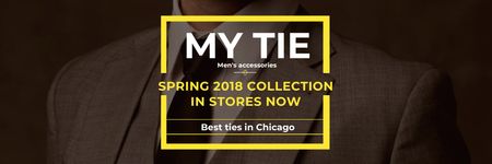 Tie store Ad with man in suit Email header Design Template