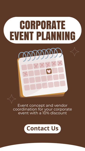 Event Planning Offer with Illustration of Calendar Instagram Video Story Šablona návrhu
