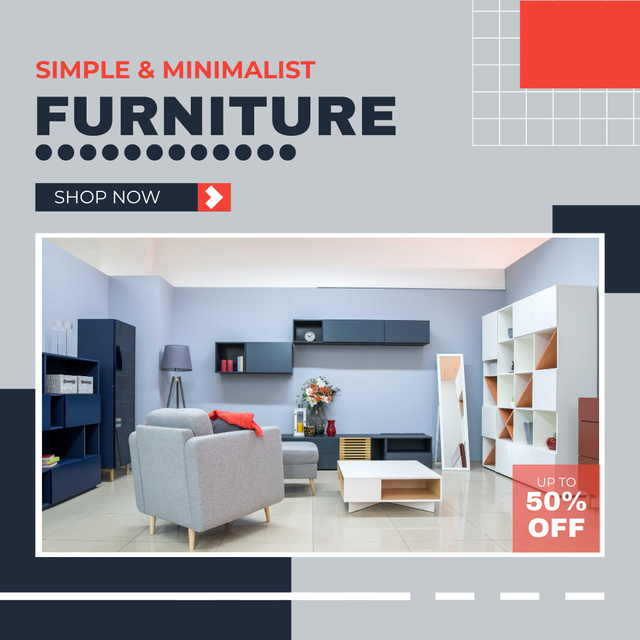 Simple And Minimalistic Furniture Pieces At Half Price Instagram Design Template