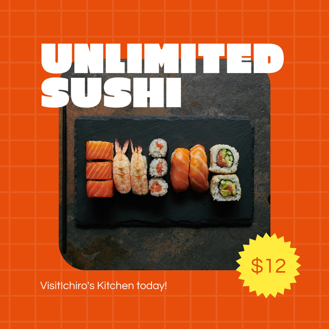 Ontwerpsjabloon van Instagram van Japanese Sushi Set