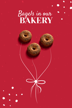 Cute Illustration of Bagels with Bow Pinterest Design Template