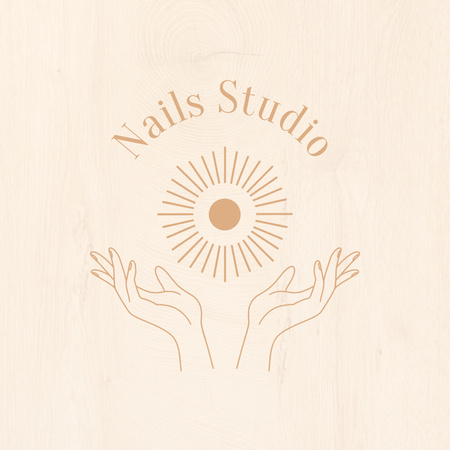 Nails Studio Emblem Logo Design Template