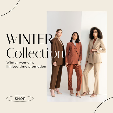 Fashion Ad with Attractive Multicultural Women Instagram Design Template