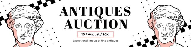 Designvorlage Classic Statues And Antiques Auction Announcement für Twitter