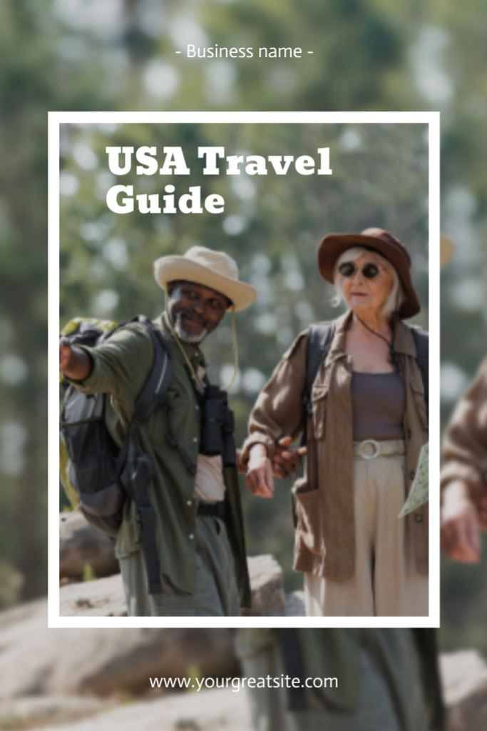 USA Travel Guide Offer on Green Postcard 4x6in Vertical Modelo de Design