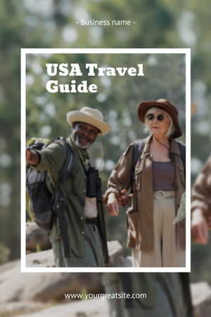 USA Travel Guide Offer on Green Postcard 4x6in Vertical Design Template