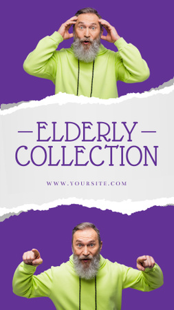 Designvorlage Elderly Fashion Collection Offer With Hoodie für Instagram Story