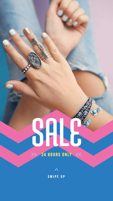 Designvorlage Jewelry Sale of Women's Rings für Instagram Story