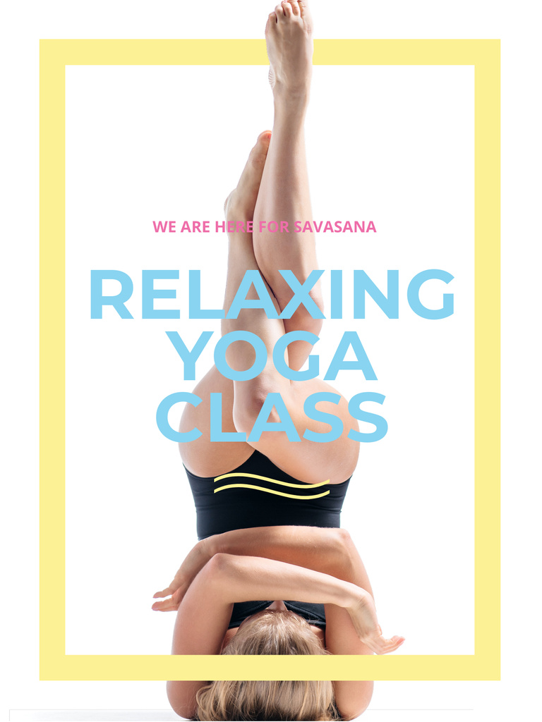 Woman exercising at Yoga Class Poster US Design Template