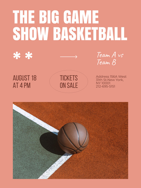 Szablon projektu Energetic Basketball Tournament Announcement Poster 36x48in