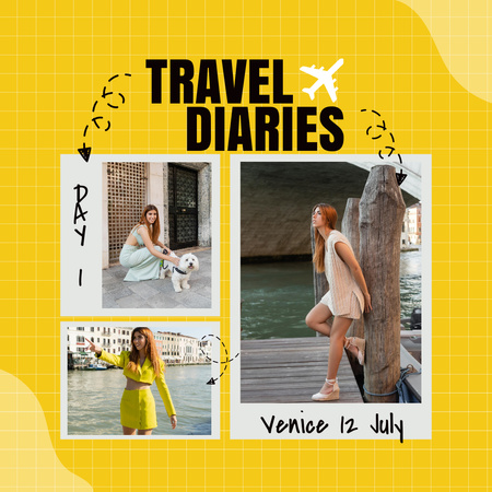 Velencei utazási naplók promóciója Instagram tervezősablon