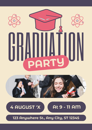 Students Congratulate Each Other on Graduation Poster Design Template