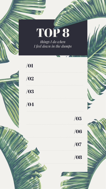 Wellness checklist on palm Leaves pattern Instagram Story – шаблон для дизайну