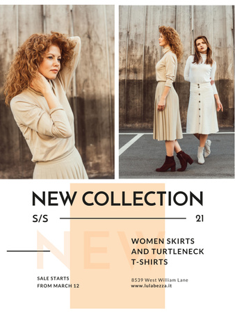 Clothes Store Promotion with Women in Casual Outfits Poster US Design Template