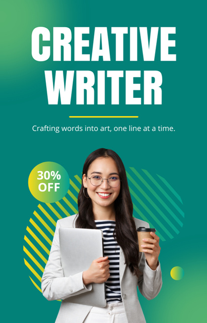 Competent Writing Service Promotion With Discounts IGTV Coverデザインテンプレート
