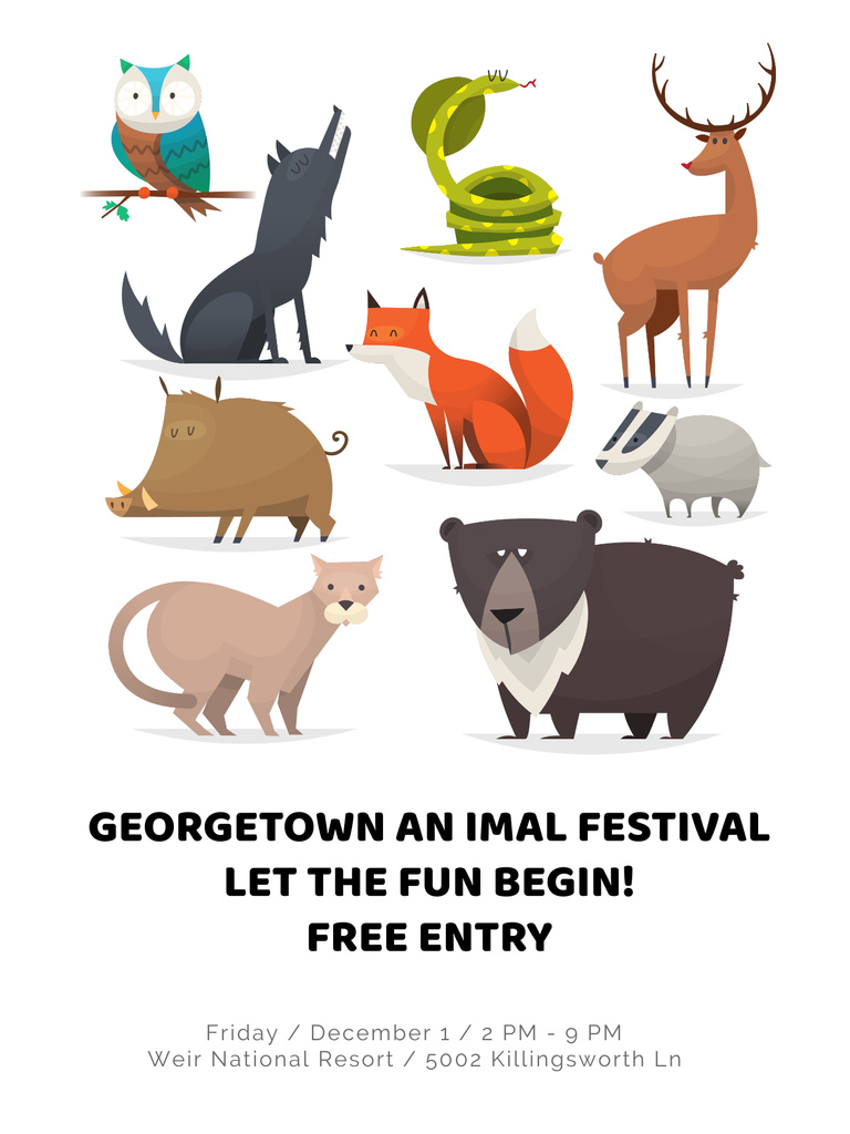 Animal festival with cute cartoon animals Online Poster Template -  VistaCreate