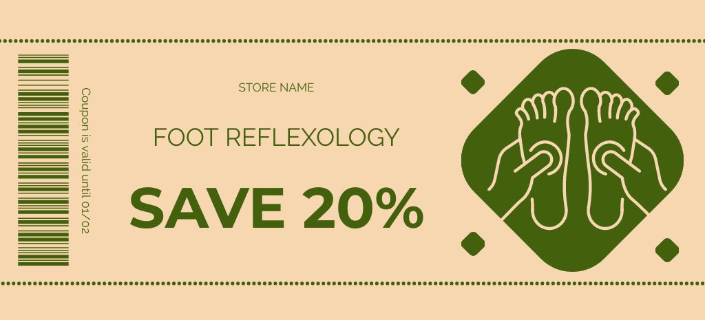 Foot Reflexology Massage Discount Coupon 3.75x8.25in – шаблон для дизайна