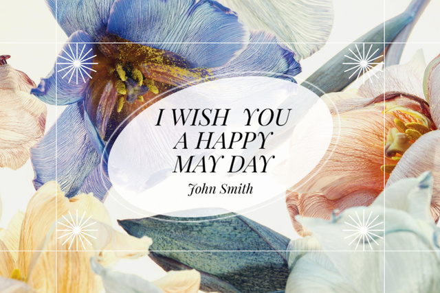 Plantilla de diseño de May Day Holiday Greeting with Watercolor Irises Postcard 4x6in 