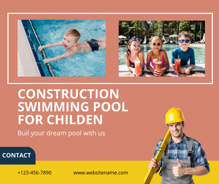 Szablon projektu Oferta usług w zakresie budowy basenów dla dzieci Facebook