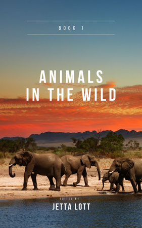 Template di design elefanti selvatici in habitat naturale Book Cover