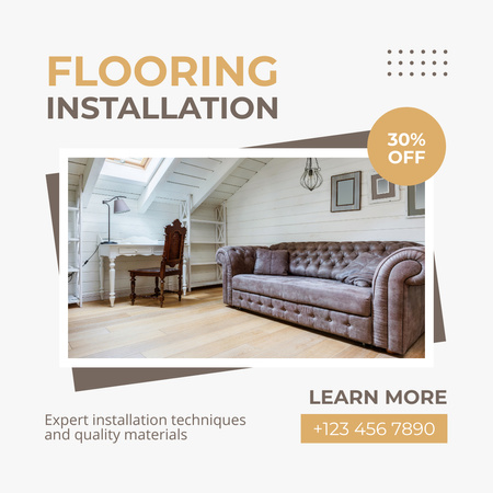 Flooring Installation Services with Discount and Stylish Home Interior Animated Post Design Template