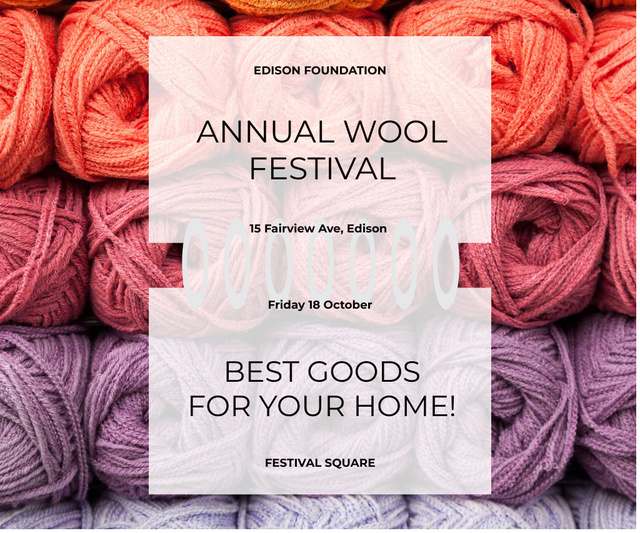 Knitting Festival Invitation Wool Yarn Skeins Large Rectangle Modelo de Design