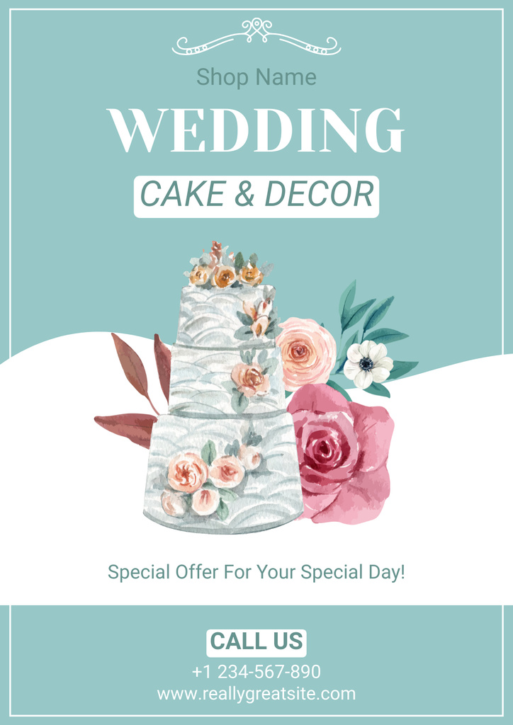 Designvorlage Wedding Cakes and Decorating Services für Poster
