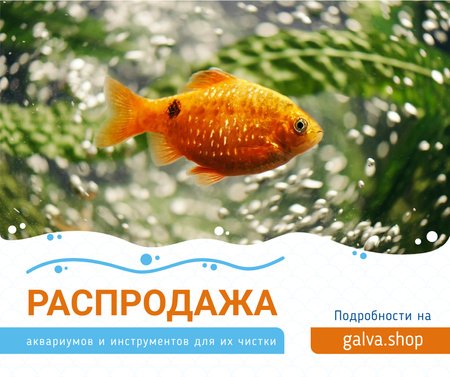 Designvorlage Golden Fish Swimming Underwater für Facebook
