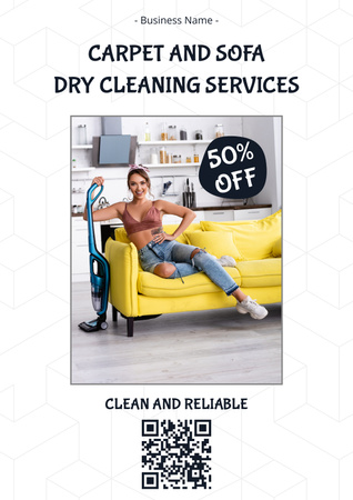 Dry Cleaning Services of Carpet and Sofa Poster Design Template