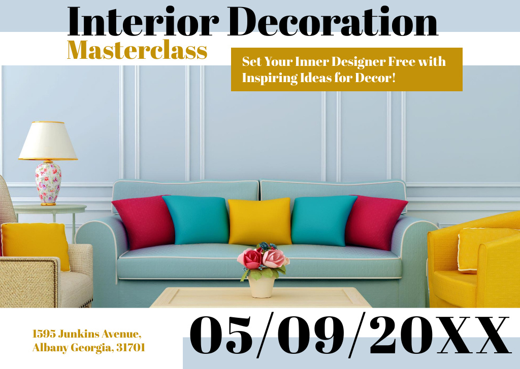 Ontwerpsjabloon van Card van Interior decoration masterclass