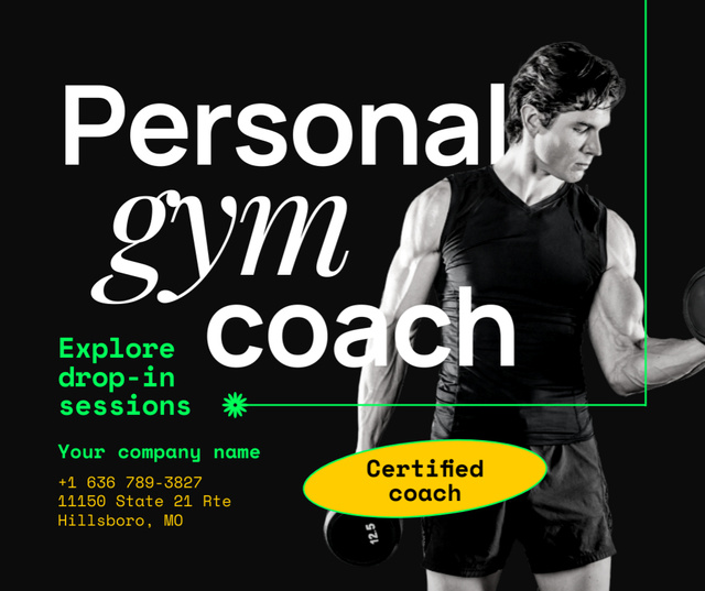 Designvorlage Certified Gym Personal Coach Services für Facebook