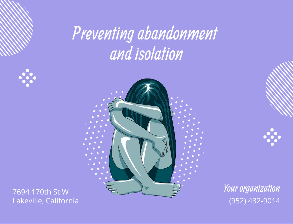 Plantilla de diseño de Message Highlighting Preventing Abandonment and Isolation Postcard 4.2x5.5in 