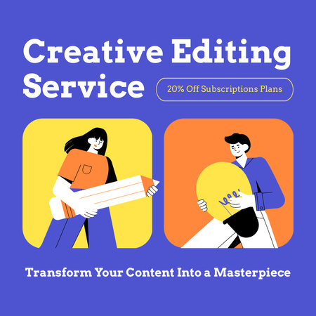 Comprehensive Content Editing Service With Discount Instagram Design Template