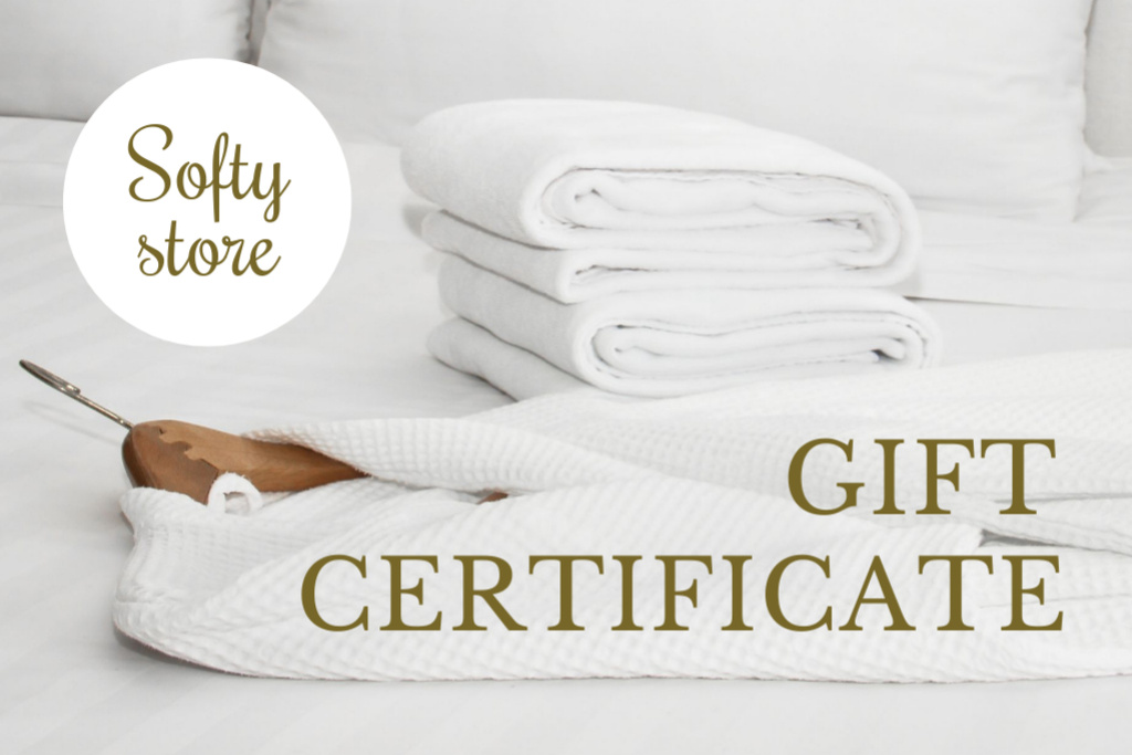 White robe and towels Gift Certificate Šablona návrhu